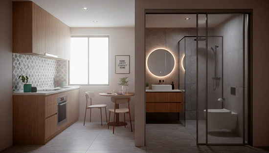 Share a Small HDB Kitchen and Bathroom